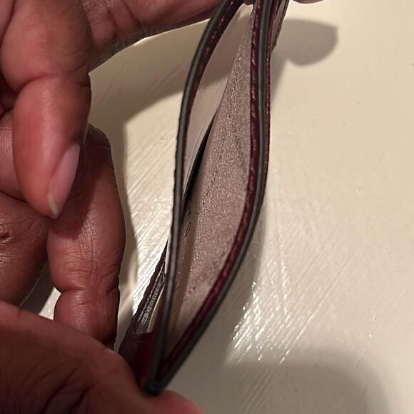 Michael Kors Credit Card And ID Holder Dark Burgundy Leather Classy Minimalist - Picture 8 of 9